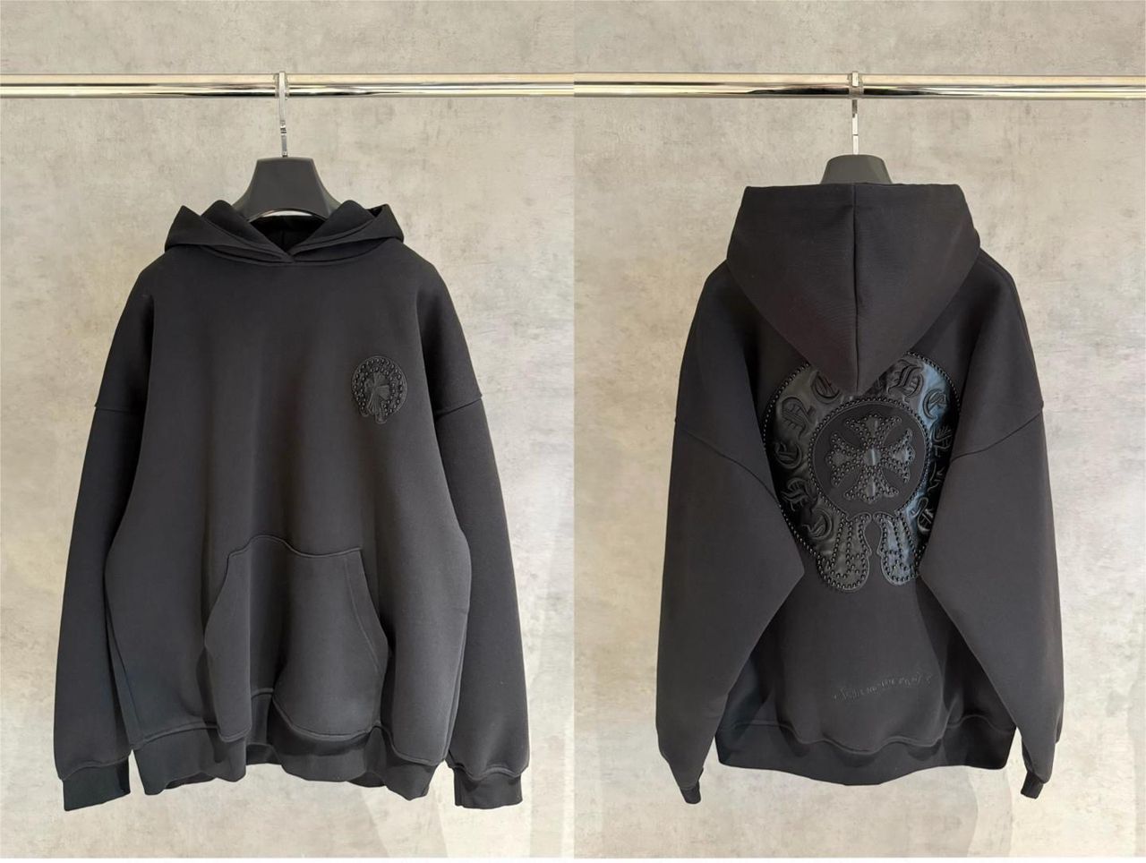Chrome Hearts ブラックレザーホースシューパーカー Chrome Hearts ブラックレザーホースシューパーカー