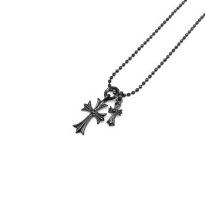 Chrome Hearts ブラック＆シルバー クロスペンダントネックレス