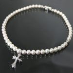 CHROME HEARTS クロムハーツ × ミキモト MIKIMOTO ダイヤ クロス パール ネックレス K18WG