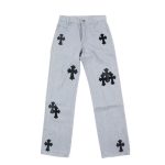 Chrome Hearts クロスパッチ デニム ホワイト ジーンズ