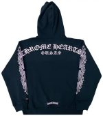 Chrome Hearts ピンク スクリプト ロゴ ブラック フーディ