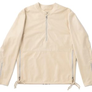 クロムハーツ ハーフジップ レザー プルオーバー クリーム／オフホワイト