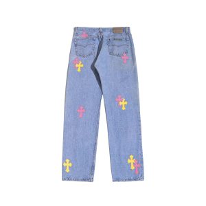 クロムハーツ リーバイス501 イエロー＆ピンク クロスパッチ ブルージーンズ