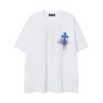 クロムハーツ ブルー ペイントスプラッター クロス Tシャツ